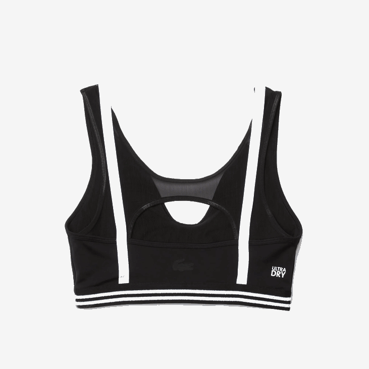 Жене спортски контрастни акценти спортски грудњак 86882598 црно бело црно 6кј Lacoste