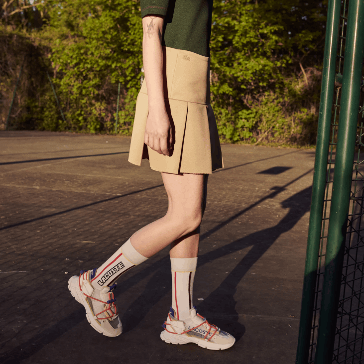 Жене модна ревија плисирана платнена тениска сукња 86882664 беж л7д Lacoste