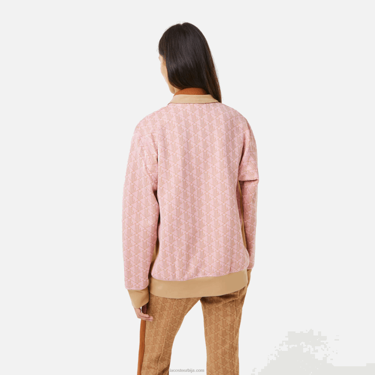 Жене кардиган са монограмом слободног кроја 86882634 светло розе беж нкг Lacoste