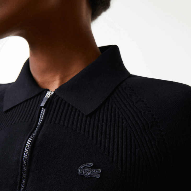 Жене плетени џемпер са рајсфершлусом 86882638 црна 031 Lacoste