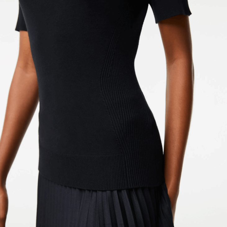 Жене плетени џемпер са рајсфершлусом 86882638 црна 031 Lacoste