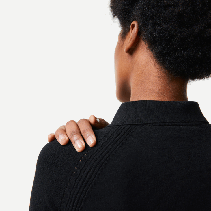 Жене плетени џемпер са рајсфершлусом 86882638 црна 031 Lacoste