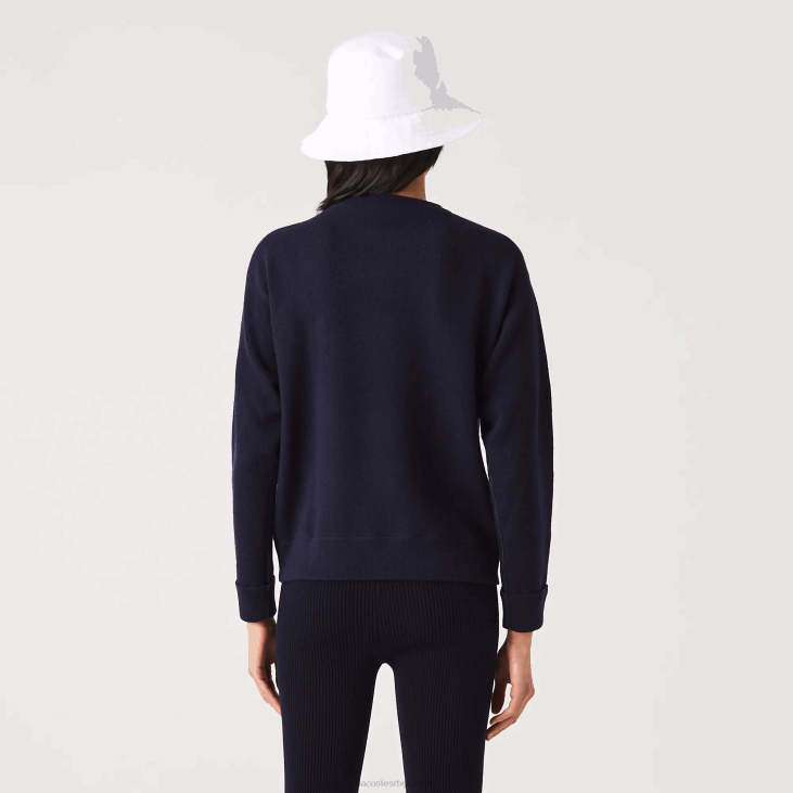 Жене вунени џемпер са великим изрезом 86882639 тамноплава 166 Lacoste