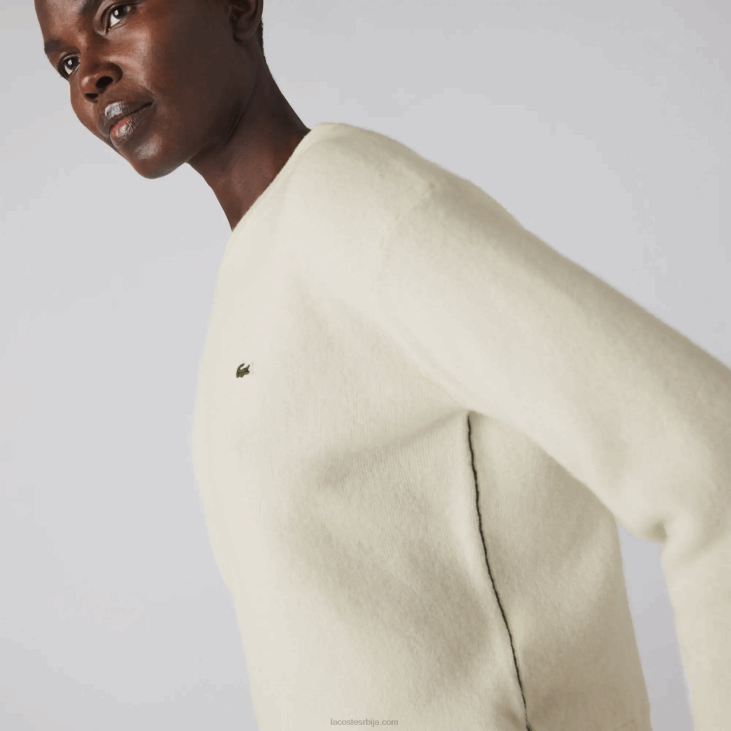 Жене вунени џемпер са великим изрезом 86882640 бела 70в Lacoste