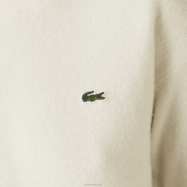 Жене вунени џемпер са великим изрезом 86882640 бела 70в Lacoste