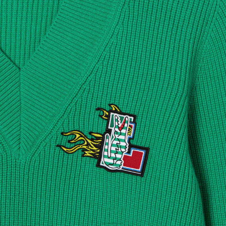 Жене вунени џемпер с вуненим изрезом 86882643 зелени лдм Lacoste