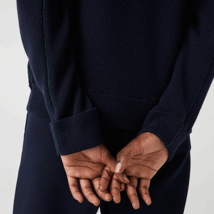 Жене вунени џемпер са високим изрезом 86882650 тамноплава 166 Lacoste