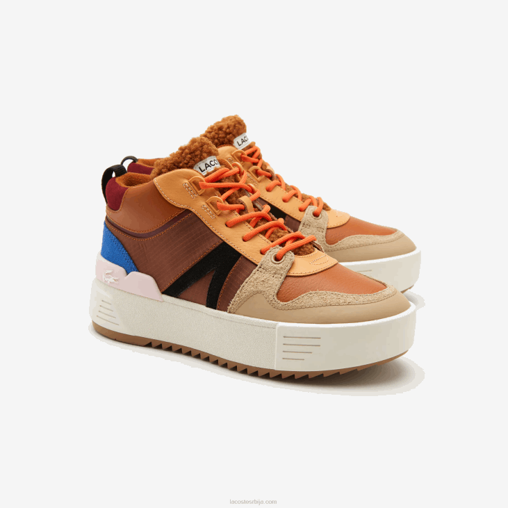 Жене л002 зимске ципеле на отвореном од средње коже 86882738 браон розе 7е1 Lacoste