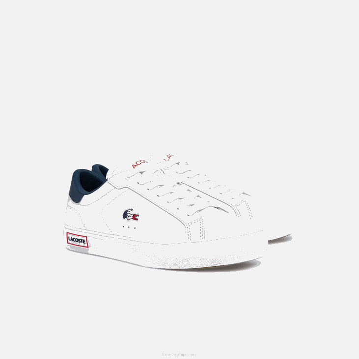 Жене Поверцоурт кожне тробојне патике 86882704 бела/плава и црвена 407 Lacoste