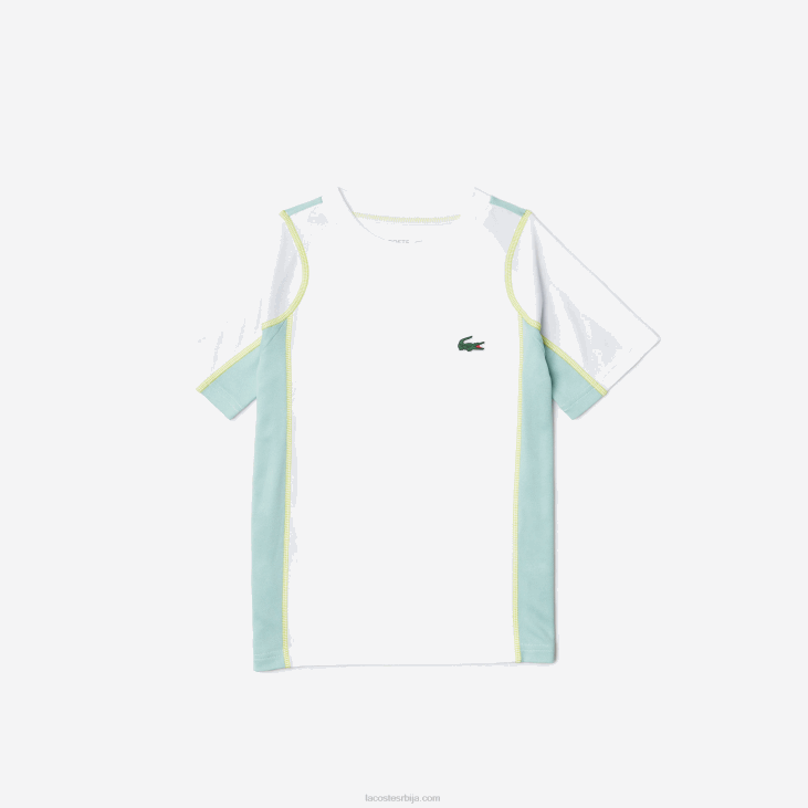 децаци тениска цолорблоцк пикуе мајица 86883008 бела светло зелена жута авц Lacoste