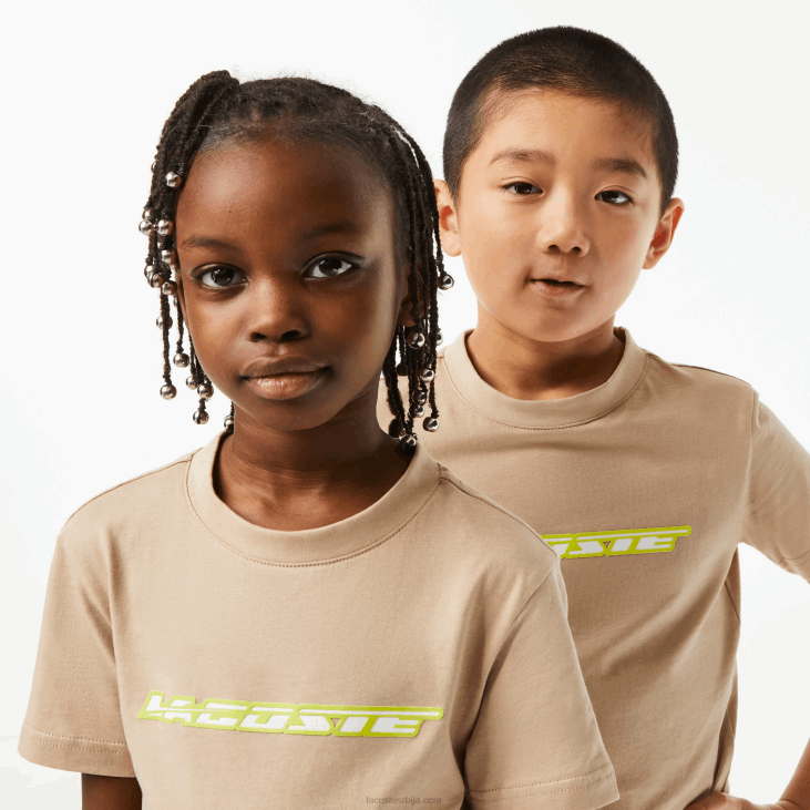 клинци мајица од памучног дреса са контрастним ознакама 86883013 беж жута 8зб Lacoste