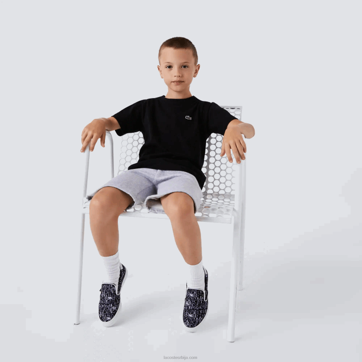 децаци спортска прозрачна памучна мајица 86883028 црна 031 Lacoste