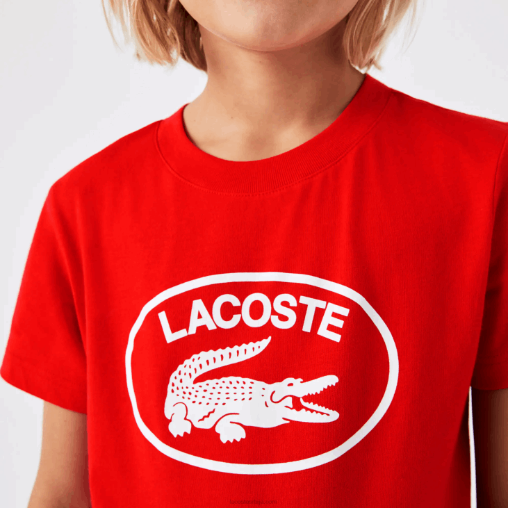 клинци мајица од памучног дреса са контрастним маркама 86883030 црвена ф8м Lacoste