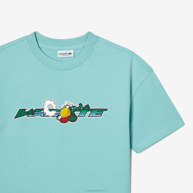 клинци брендирана мајица од органског памука 86883039 светлозелено бело и7и Lacoste