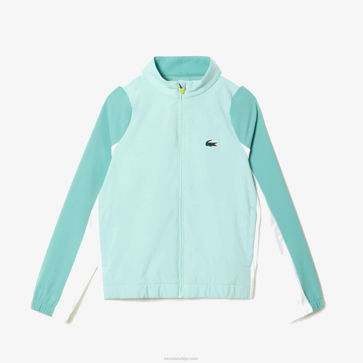 децаци тениски цолорблоцк јоггер сет 86883046 светло зелена бела жута киа Lacoste