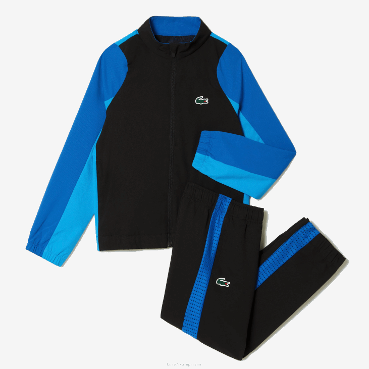 децаци тениски цолорблоцк јоггер сет 86883047 црно плаво жуто аиф Lacoste