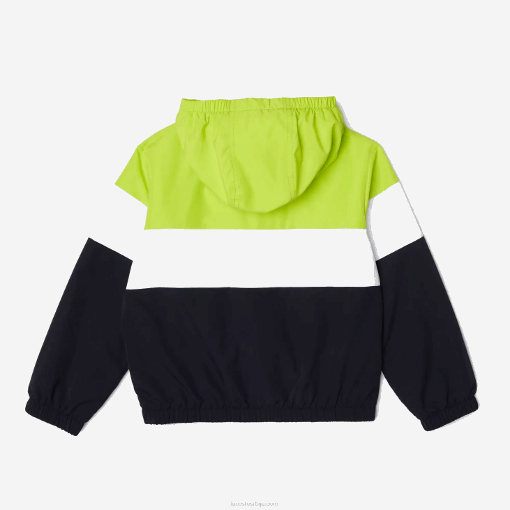 клинци јакна са капуљачом са патентним затварачем од рециклираног полиестера 86883054 морнарско плава бела жута ерв Lacoste