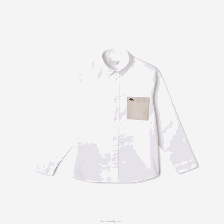 клинци контрастна џепна кошуља 86883080 бела беж нбн Lacoste