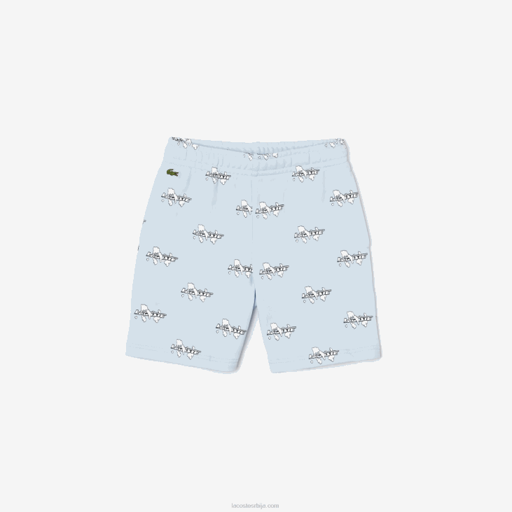децаци шорц од штампаног фланела од органског памука 86883102 светло плава т01 Lacoste