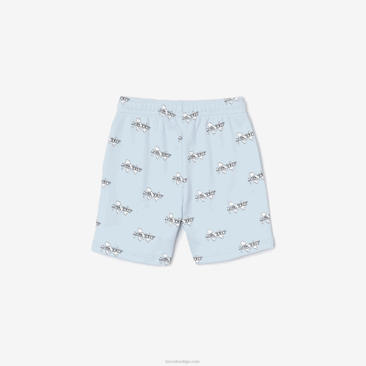 децаци шорц од штампаног фланела од органског памука 86883102 светло плава т01 Lacoste