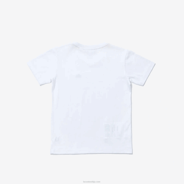 клинци памучна мајица са в-изрезом 86883129 бела 001 Lacoste