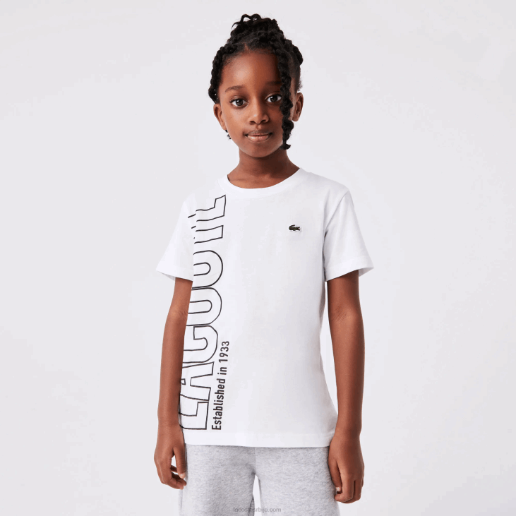 клинци превелика мајица од памучног дреса са логотипом 86883158 бела 001 Lacoste