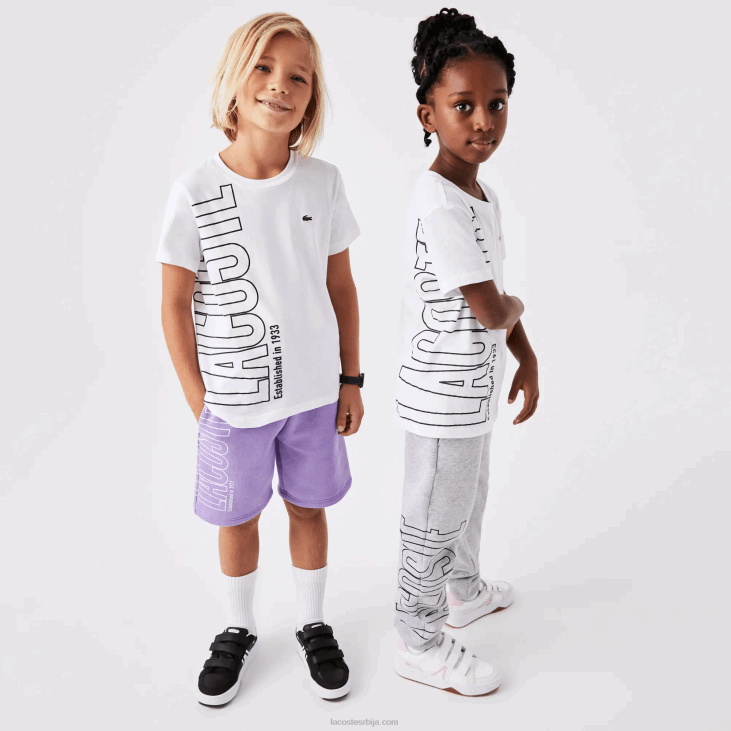 клинци превелика мајица од памучног дреса са логотипом 86883158 бела 001 Lacoste
