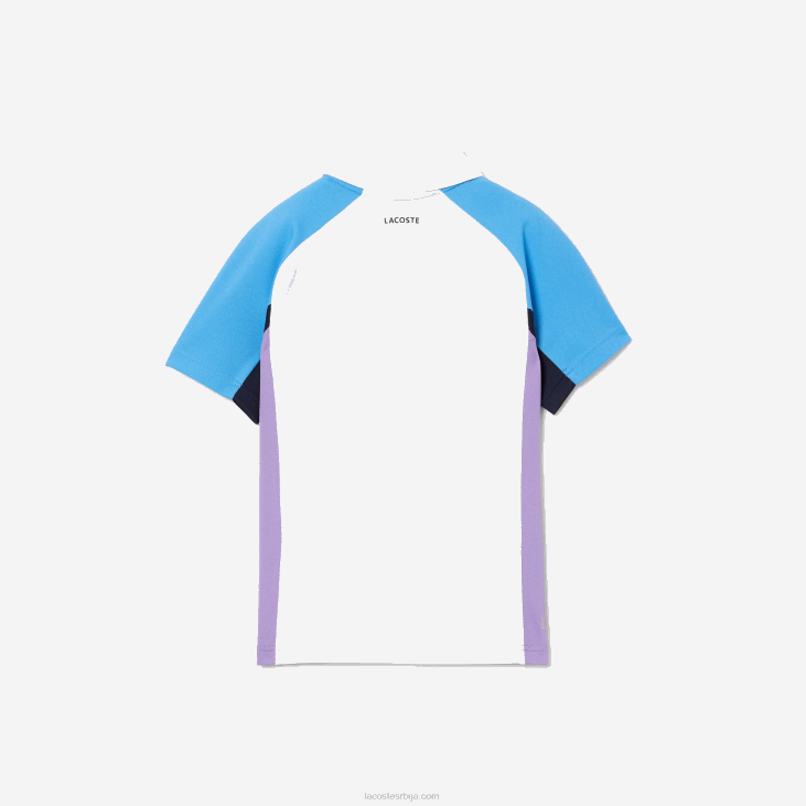 децаци спорт регулар фит мрежасти детаљ тенис поло 86883168 бела тамноплава љубичаста 6ху Lacoste