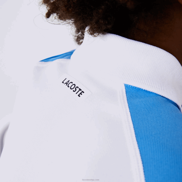 децаци спорт регулар фит мрежасти детаљ тенис поло 86883168 бела тамноплава љубичаста 6ху Lacoste