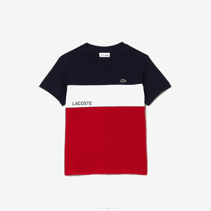 децаци Мајица од памучног дреса у боји 86883180 тамноплава бела црвена закон Lacoste