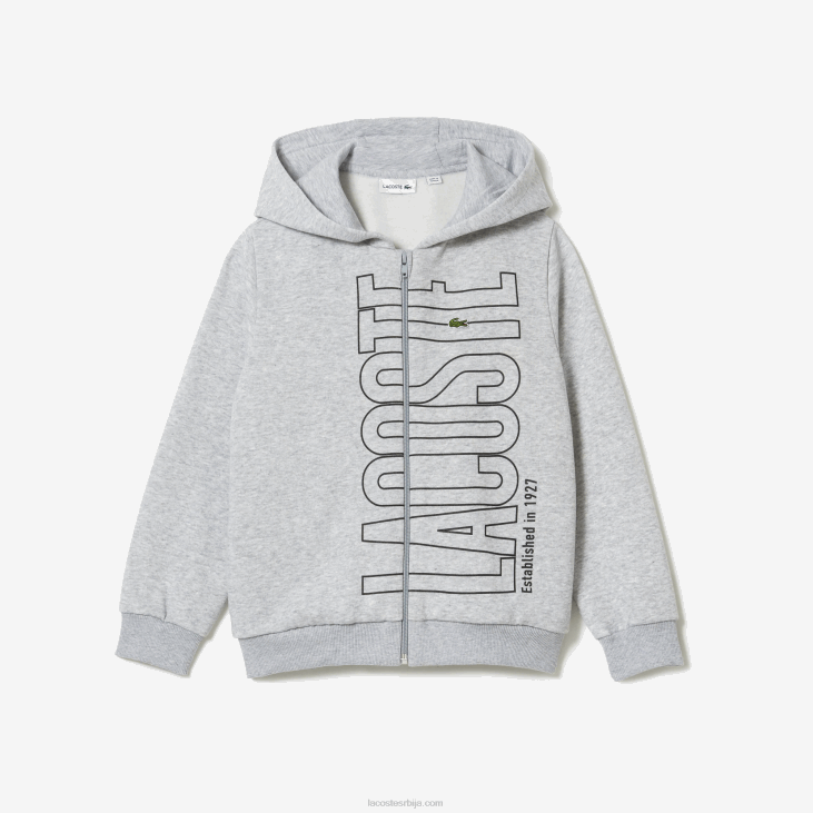децаци брендирани дукс са рајсфершлусом са капуљачом 86883184 сиви кине цца Lacoste