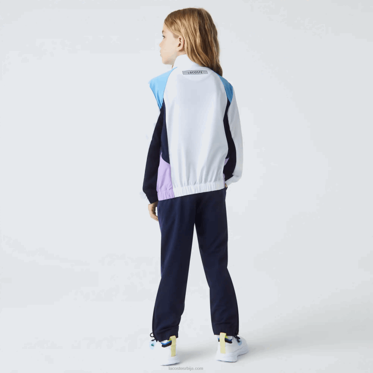 клинци спортска колор-блок тениска тренерка 86883185 бела тамноплава љубичаста 6ху Lacoste