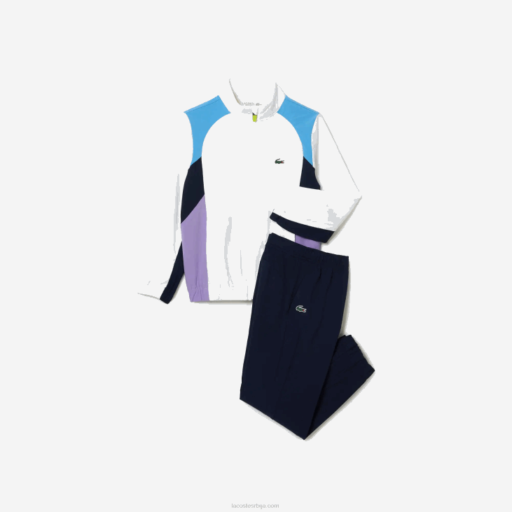 клинци спортска колор-блок тениска тренерка 86883185 бела тамноплава љубичаста 6ху Lacoste