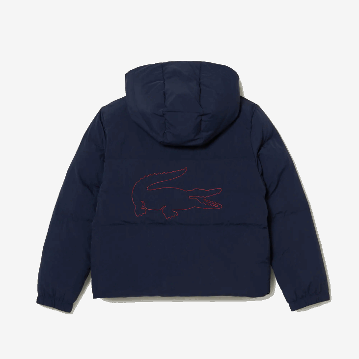 клинци јакна од тафта са капуљачом са крокодилским везом 86883221 тамноплава црвена 7пе Lacoste