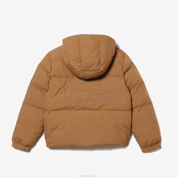 клинци јакна од тафта са капуљачом са крокодилским везом 86883222 браон плава 9фг Lacoste