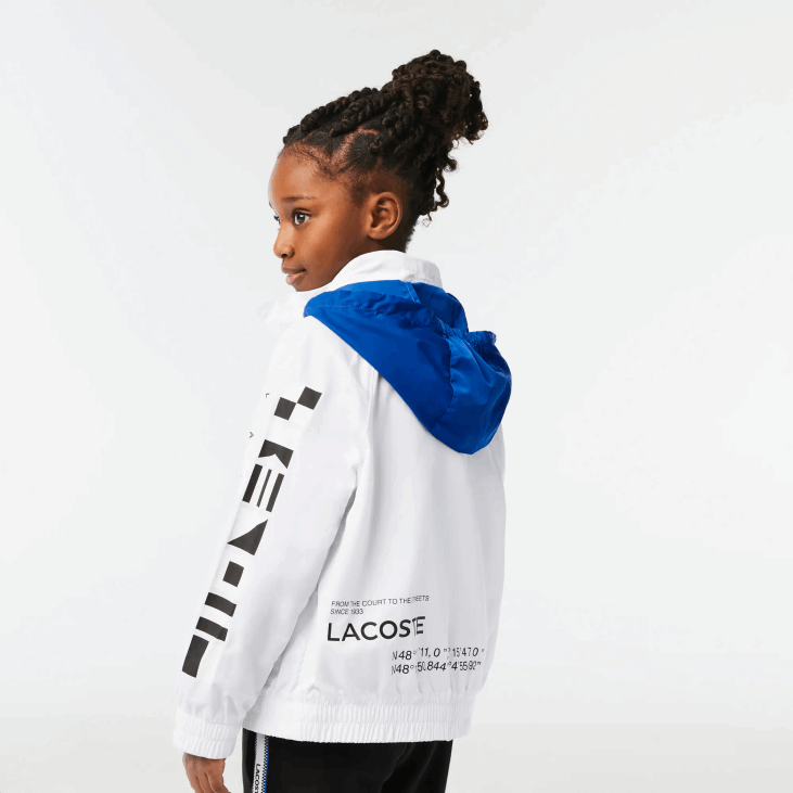 клинци водоодбојна јакна са капуљачом која се може скинути 86883240 бела плава црна 9цв Lacoste