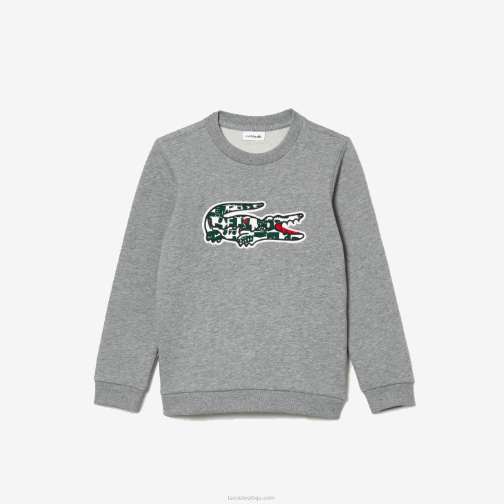 клинци Дукс од памучног флиса херитаге цроцодиле црев 86883255 сива цхине бела зелена јнд Lacoste