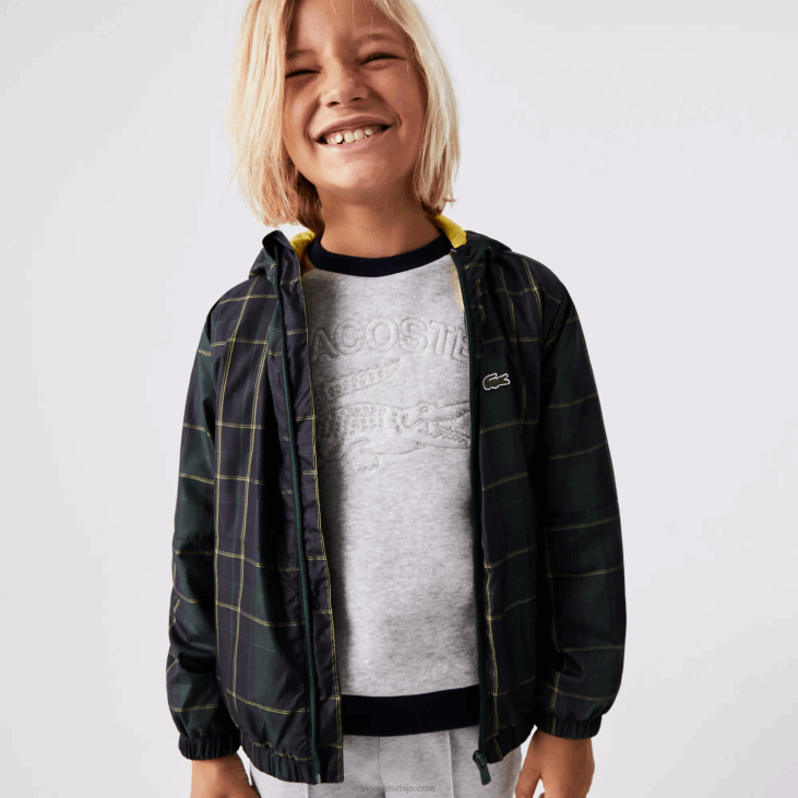 клинци водоодбојна ветровка 86883262 тамноплава зелена жута 9дв Lacoste