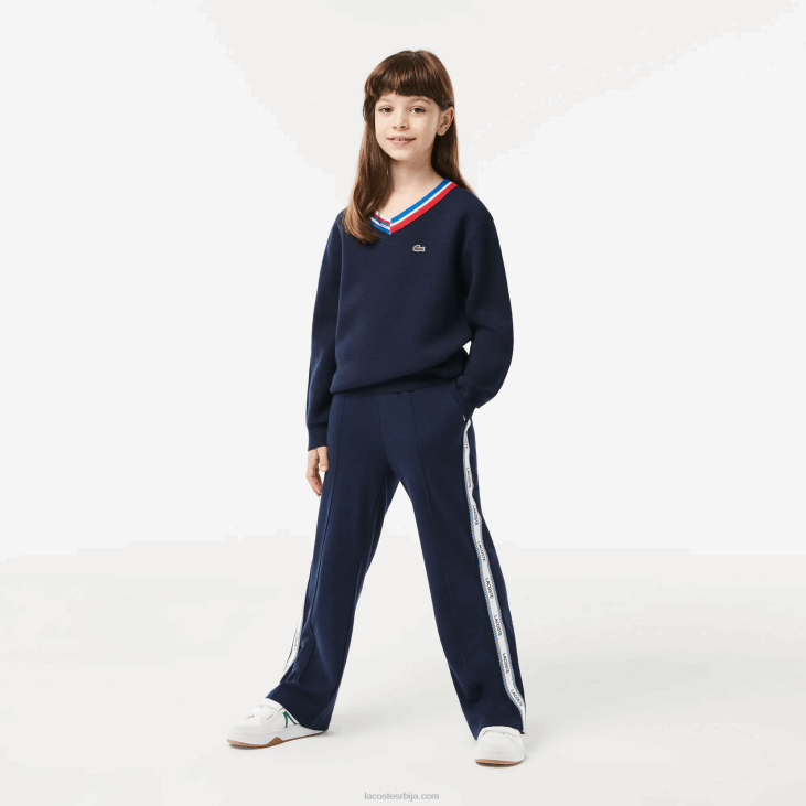 клинци памучни џемпер са контрастним пругама 86883284 тамноплава бела крн Lacoste