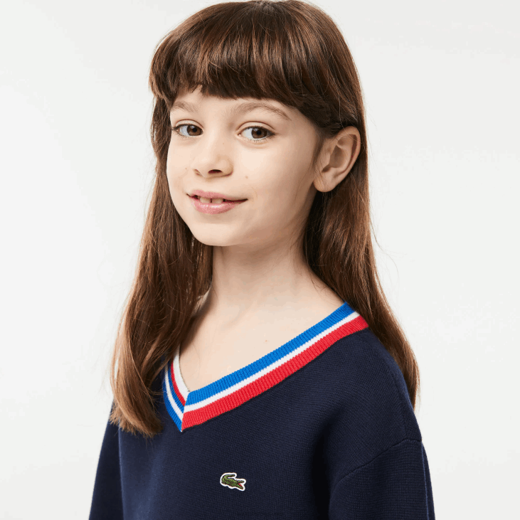 клинци памучни џемпер са контрастним пругама 86883284 тамноплава бела крн Lacoste