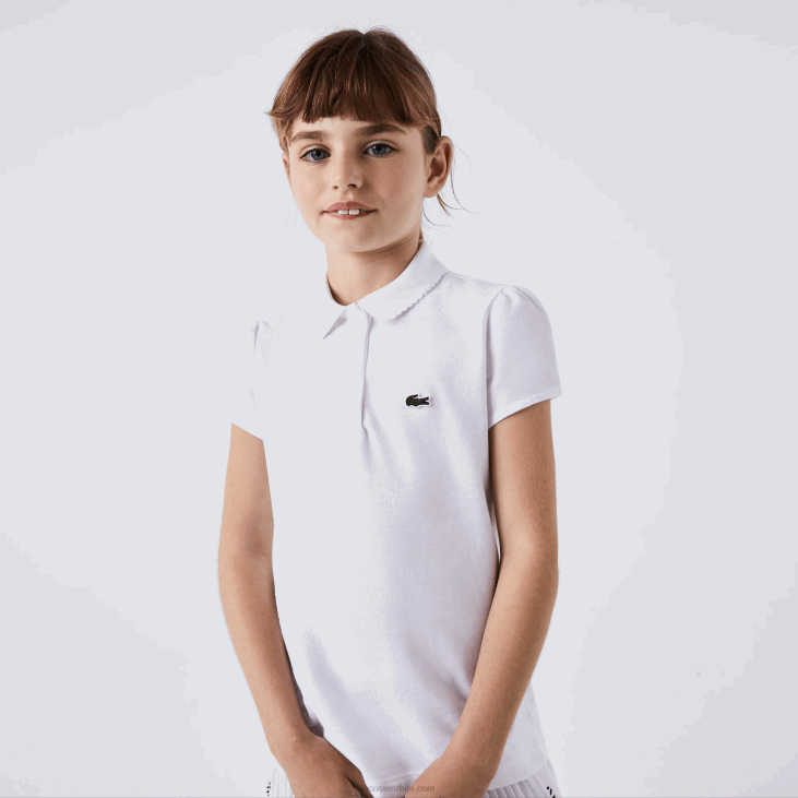 девојке мини пике поло са назубљеном крагном 86882950 бела 001 Lacoste