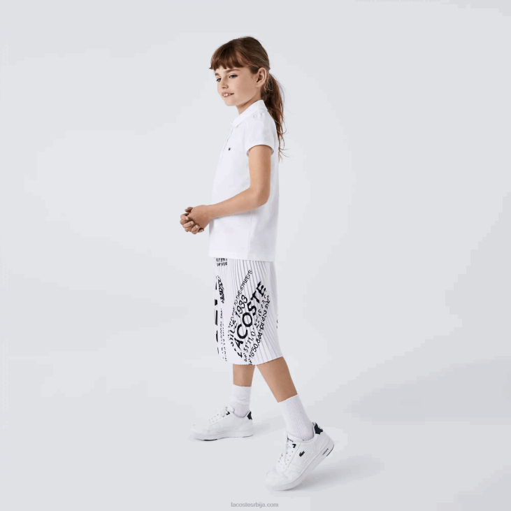 девојке мини пике поло са назубљеном крагном 86882950 бела 001 Lacoste