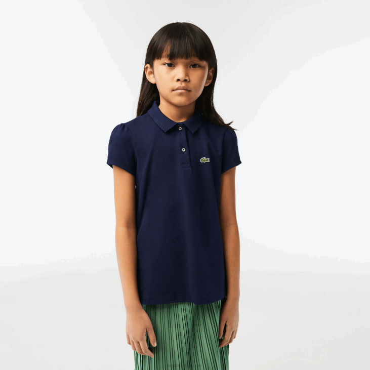 девојке мини пике поло са назубљеном крагном 86882951 тамноплава 166 Lacoste