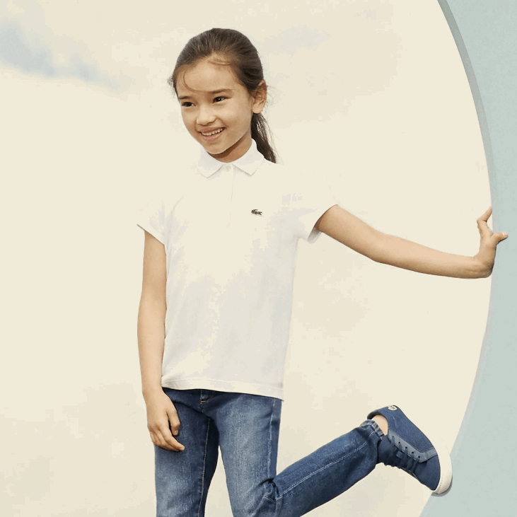 девојке мини пике поло са назубљеном крагном 86882951 тамноплава 166 Lacoste