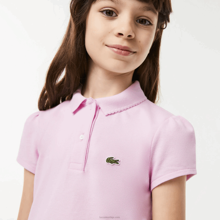 девојке мини пике поло са назубљеном крагном 86882961 розе з4х Lacoste