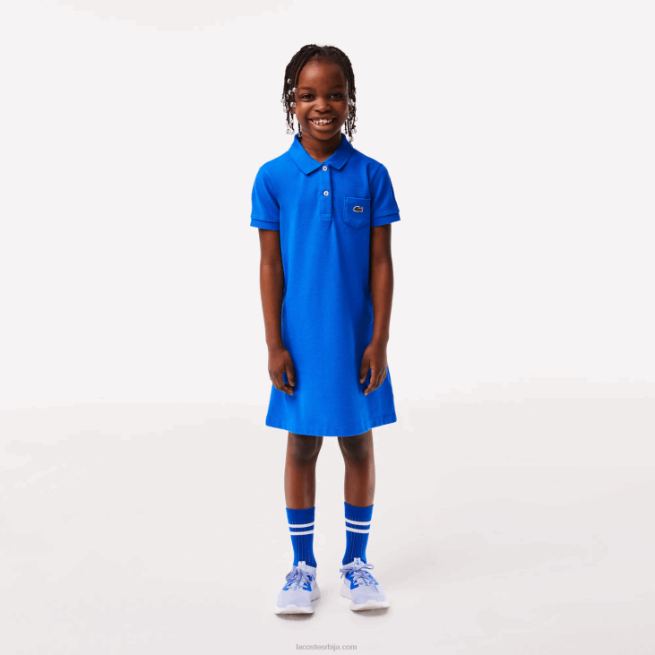 девојке памучна поло хаљина 86883084 блуе ккб Lacoste