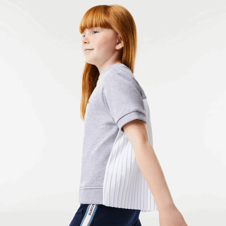 девојке плисирана позадинска памучна флиса мајица 86883156 сиви кине цца Lacoste