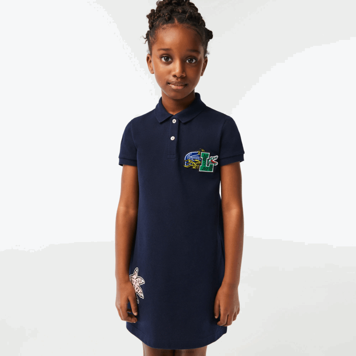 девојке празнична поло хаљина од органског памука 86883268 тамноплава 166 Lacoste