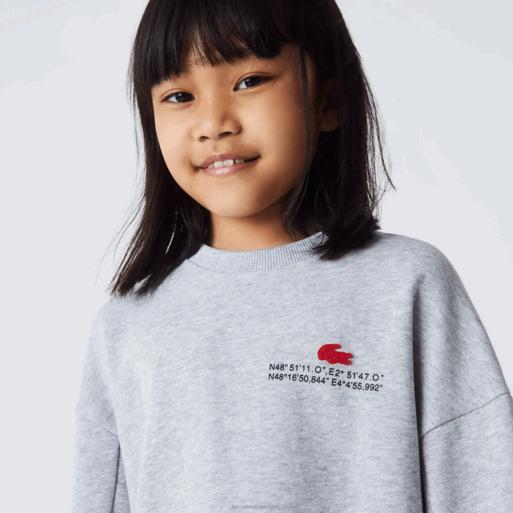 девојке хаљина од памучног флиса 86883271 сиви кине цца Lacoste