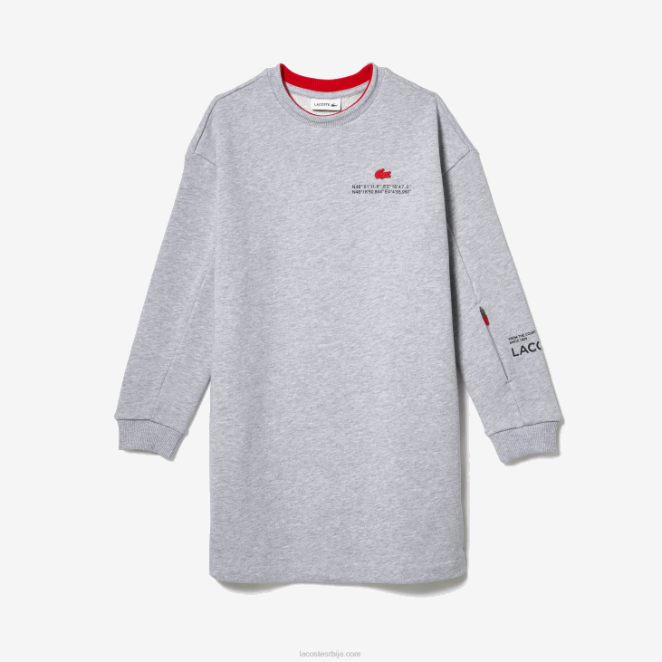 девојке хаљина од памучног флиса 86883271 сиви кине цца Lacoste